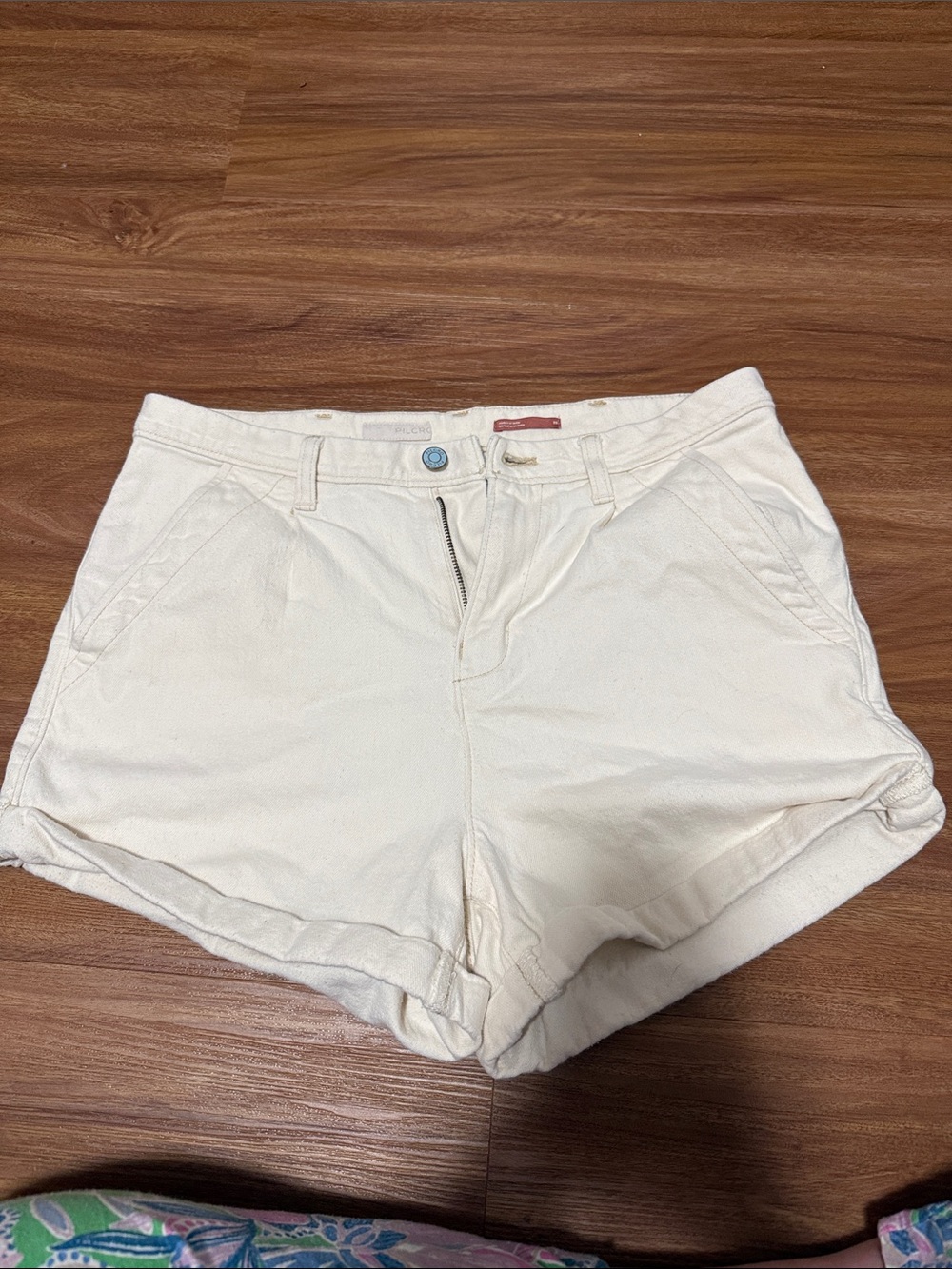 Pilcro High-Waist Cream Cotton Shorts